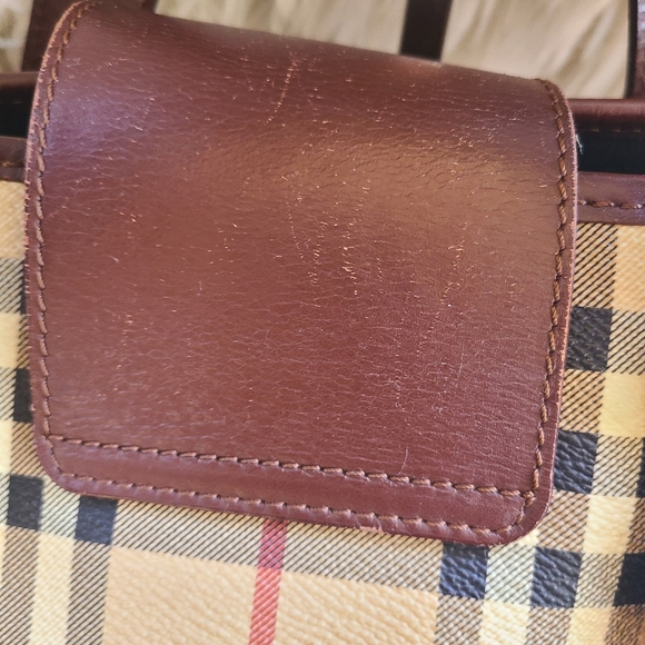 BURBERRY Haymarket Check Buckle Satchel Chocolate - Picture 10 of 16